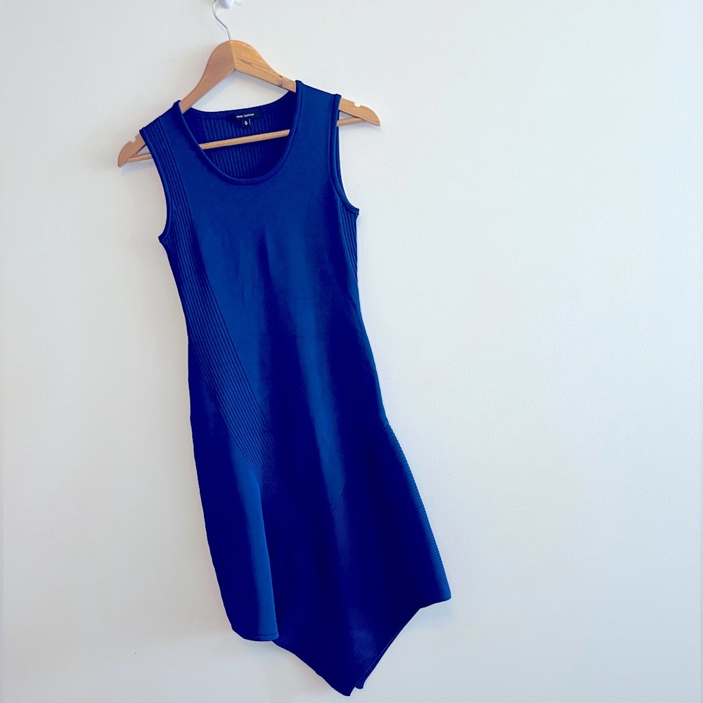 Pink Tartan Asymmetrical Blue Dress